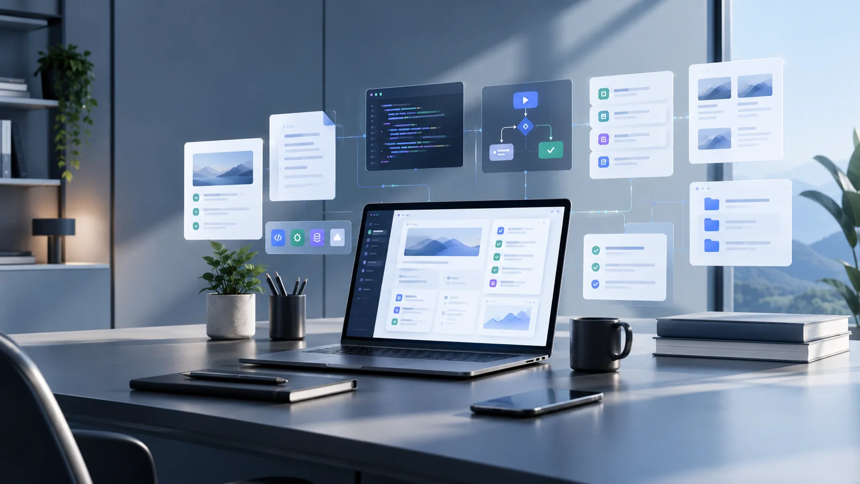 Abstract digital studio system representing the work behind Atlas Studio